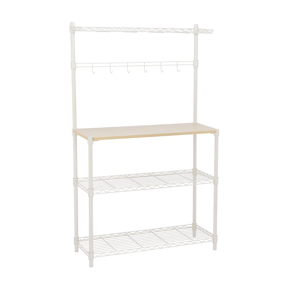 Multipurpose Shelving, 4 levels, Model Nesto - White/Natural