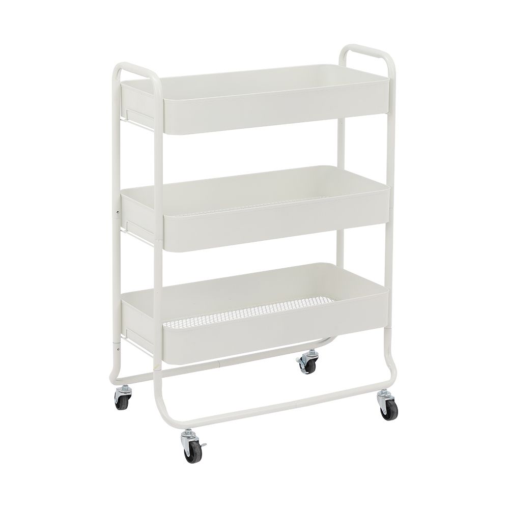 Shelving 3 floors with wheels Model Bruce - White