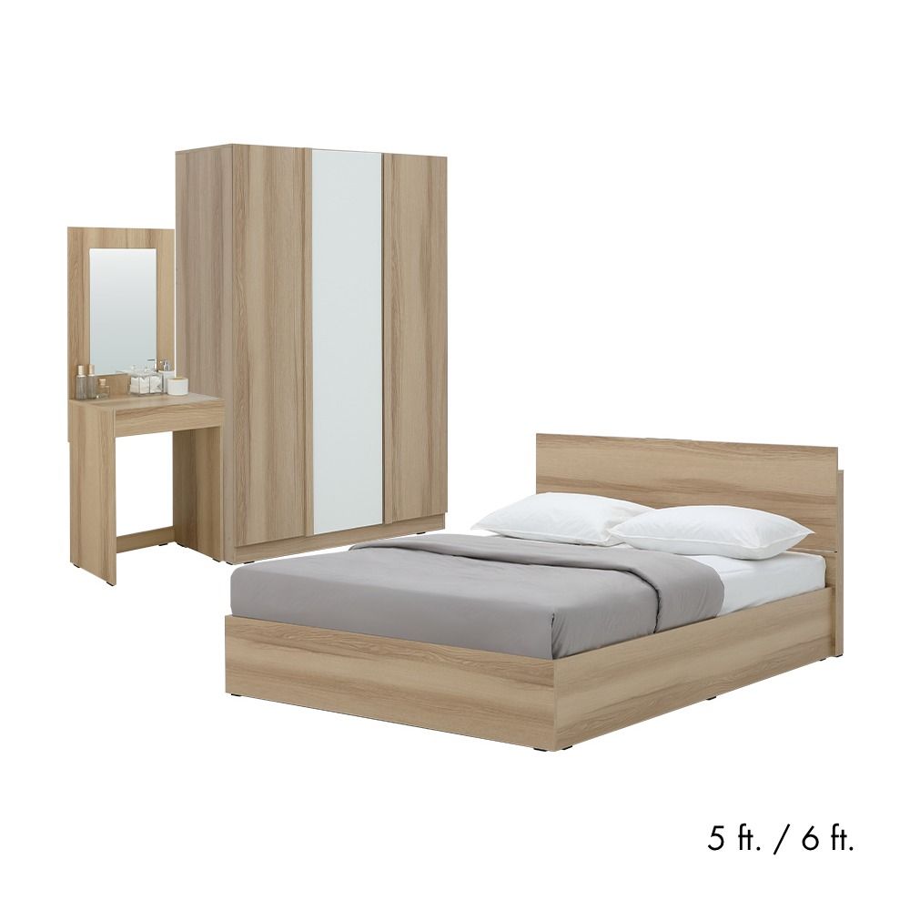 Furinbox Bedroom sets Model (, Wardrobes 3 doors, Dressing tables) - Natural/