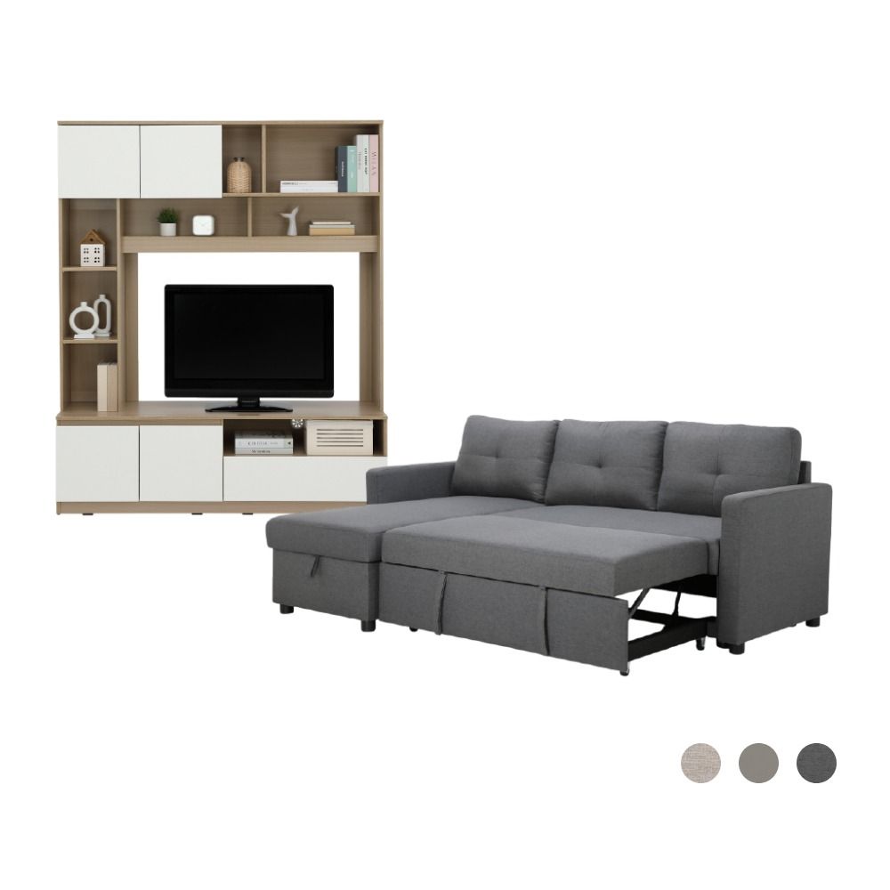 Furinbox Sofa bed L-shape Size 150 cm Model +