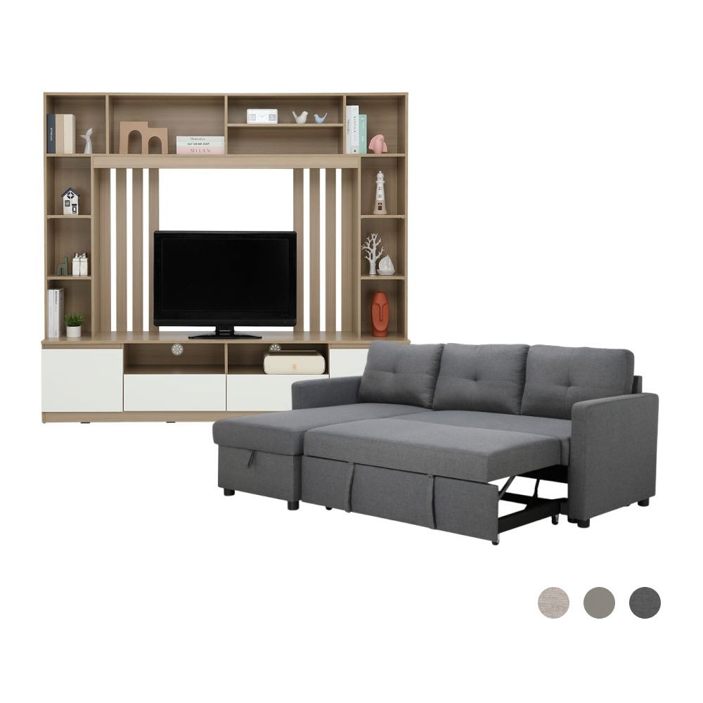Furinbox Sofa bed L-shape Size 200 cm Model +