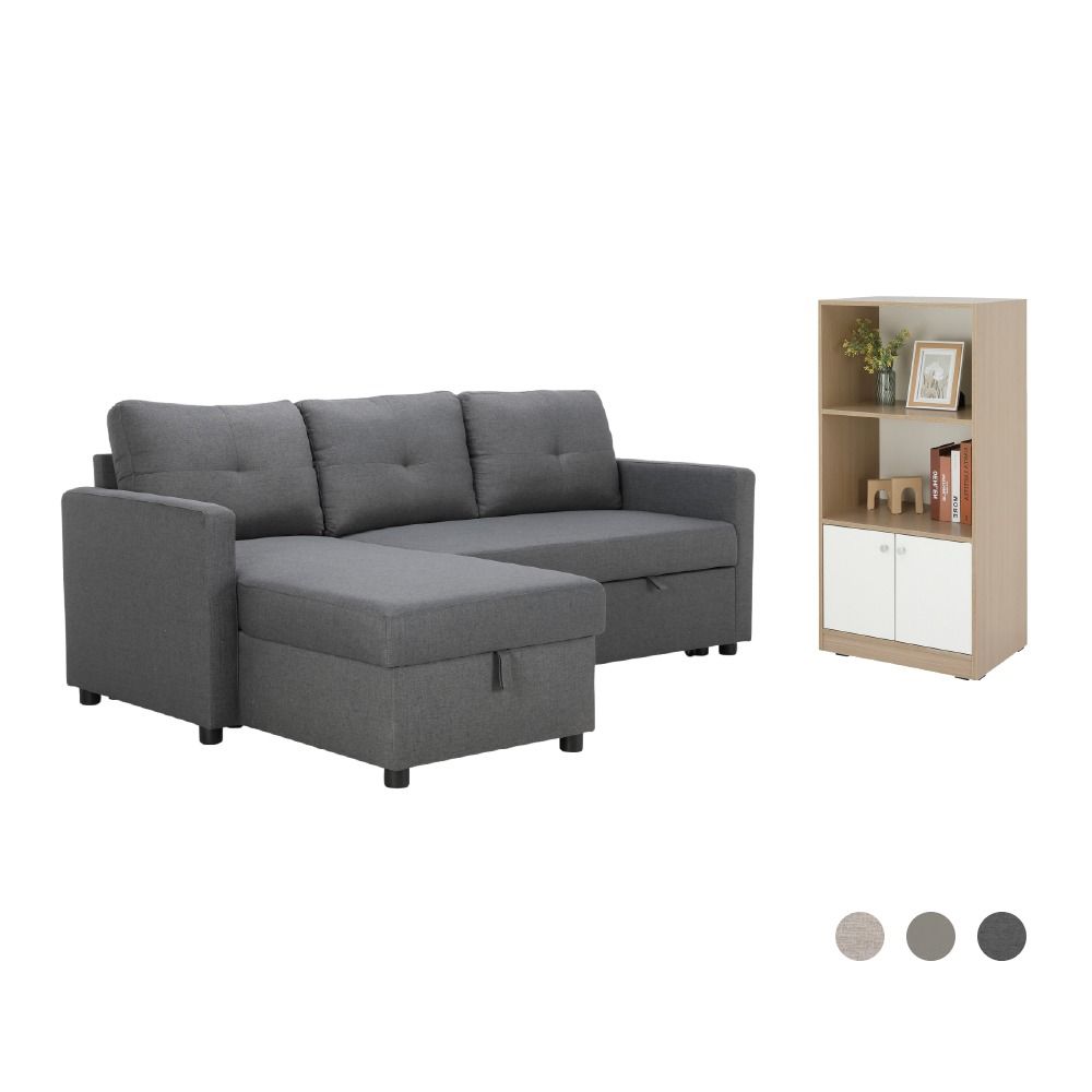Furinbox Sofa bed L-shape Shelvingdoors Size 60 cm Model +Model 
