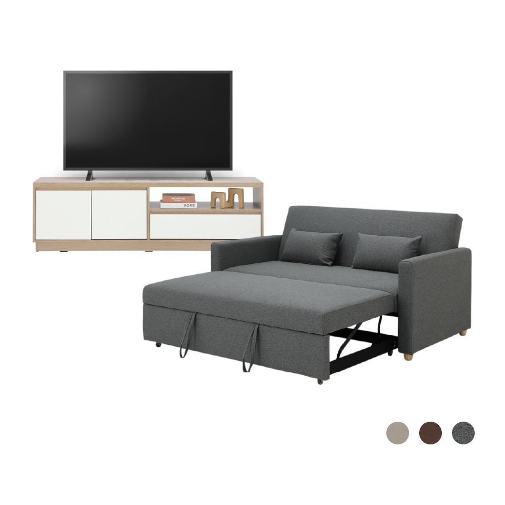 Furinbox Sofa bed 3 seater 2 doors drawer Size 150 cm Model +