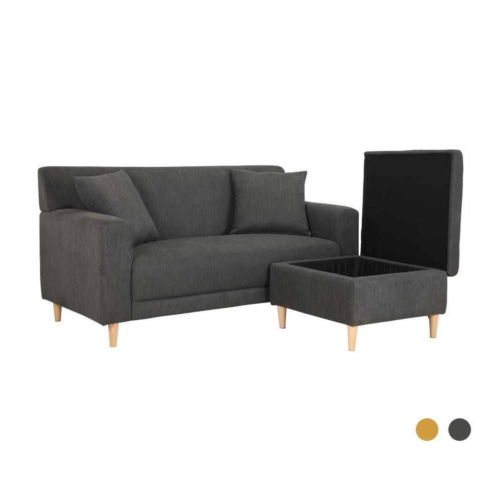 Fabric sofa, 2 seater with stool, Model Freddy