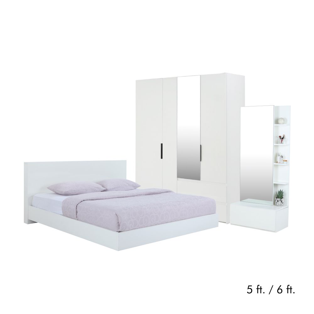 Bedroom set + (Beds, Wardrobes 4 doors, Dressing tables) - white